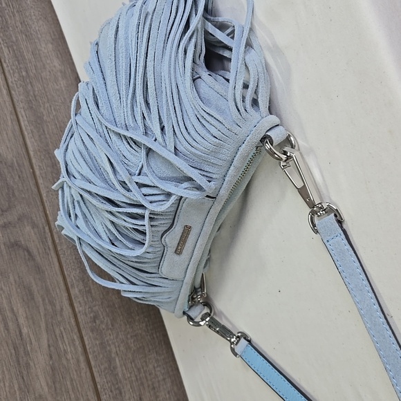 Rebecca Minkoff Stylish Blue Fringe Suede Leather Crossbody Shoulder Bag - Picture 7 of 14